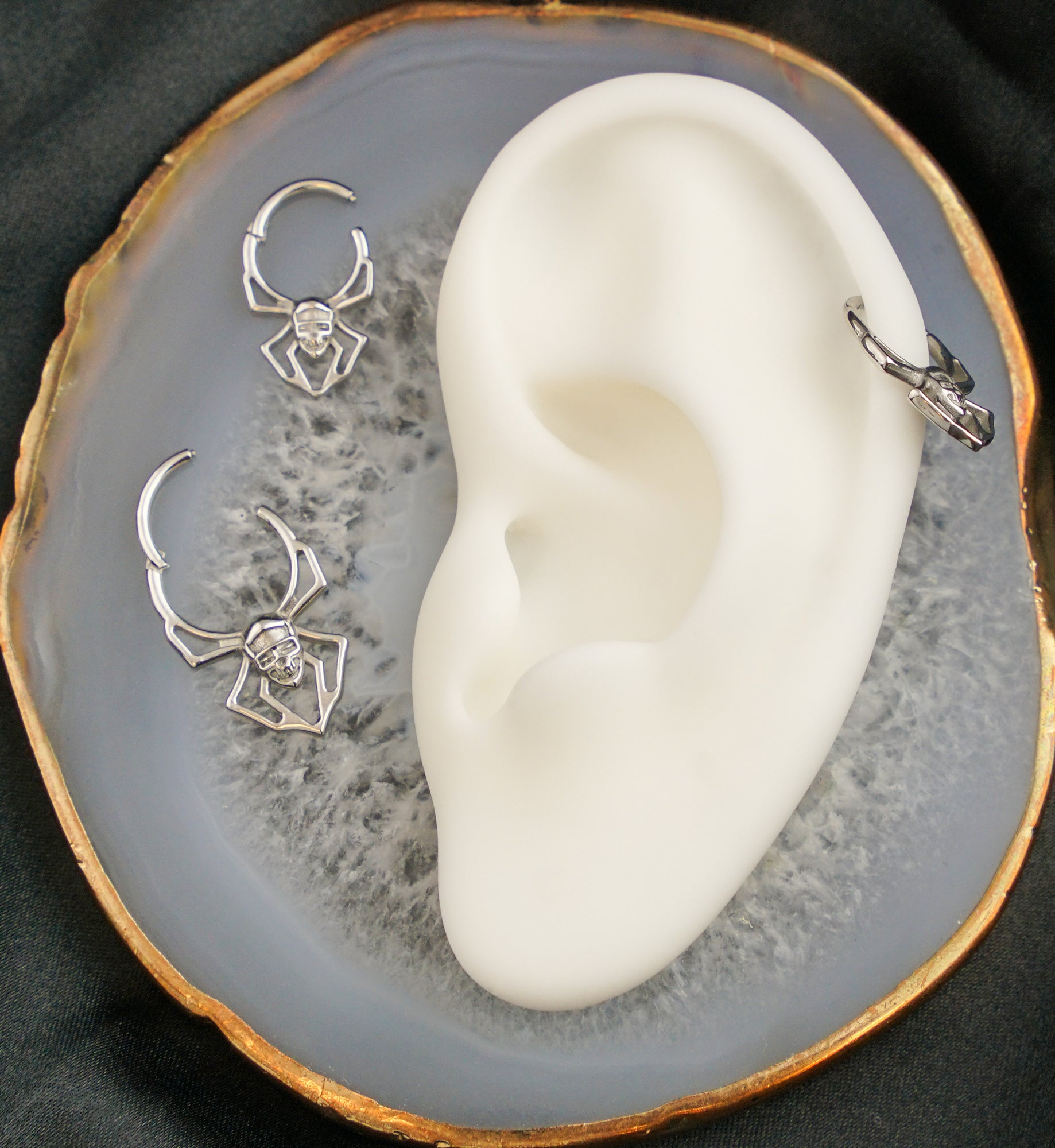 Skull Face Spider Stainless Steel Hinged Segment Ring