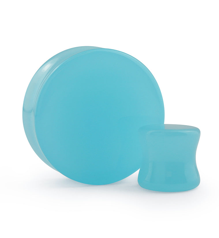 Sky Blue Glass Double Flare Plugs