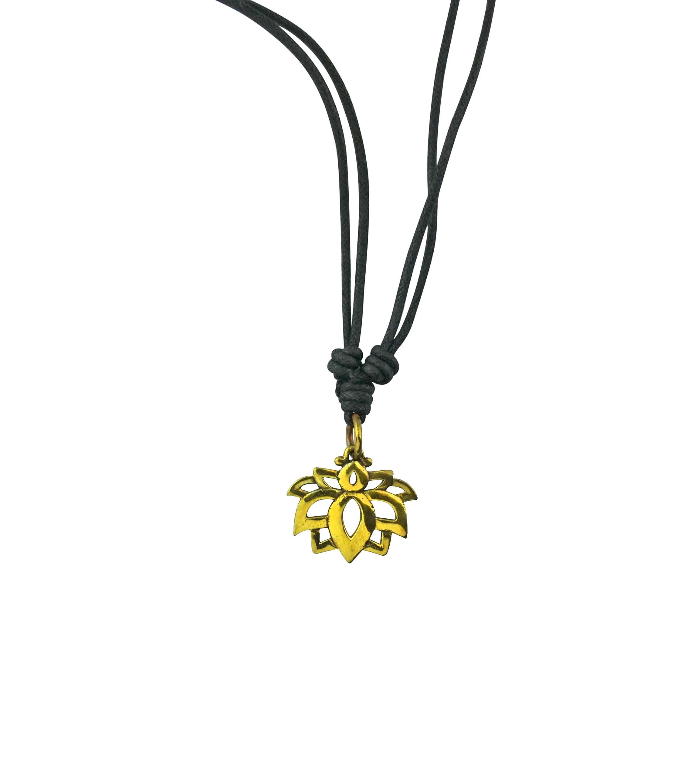 Small Lotus Flower Brass Pendant Necklace