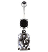 Snake Block Dangling Clear and Black CZ Stainless Steel Belly Button Ring
