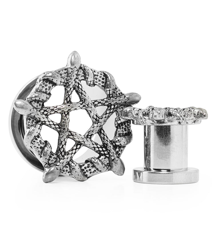 Snake Pentagram Stainless Steel Tunnel Plugs