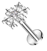 Snowflake Centered CZ Titanium Internally Threaded Labret