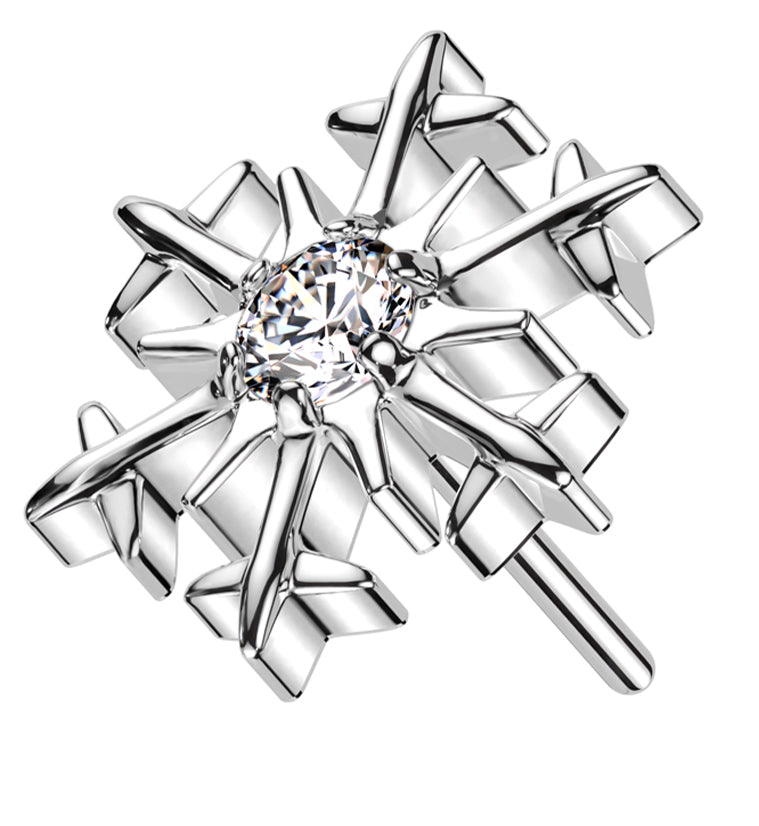 Snowflake Centered CZ Titanium Threadless Top