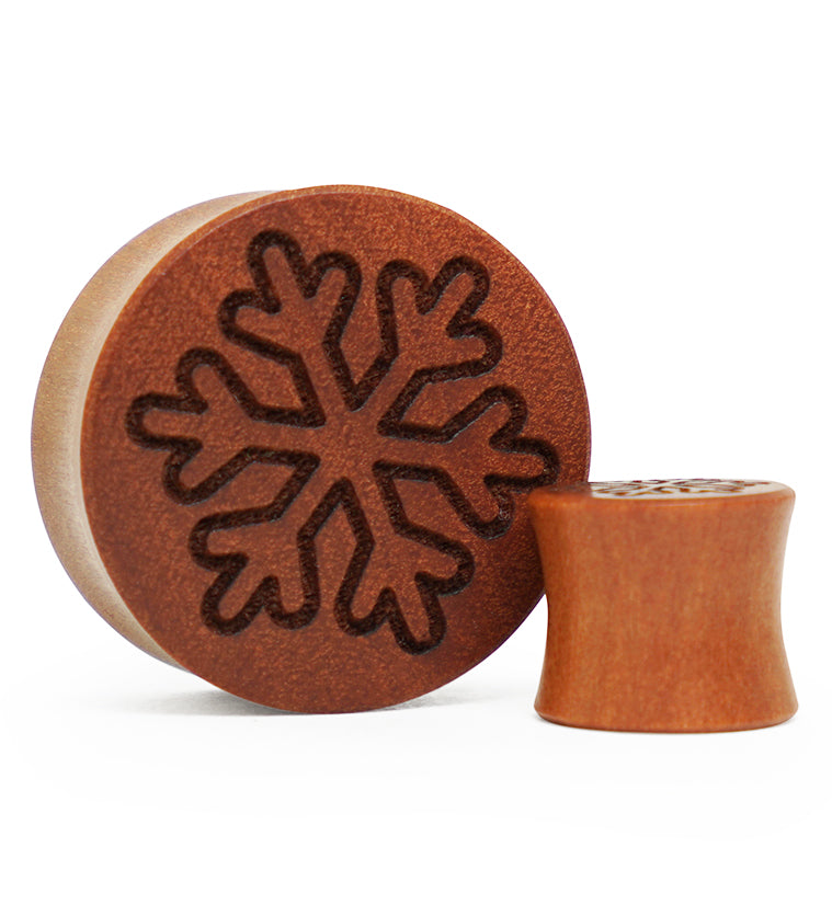 Snowflake Engraved Wood Plugs (2 Gauge up to 2 Inch)