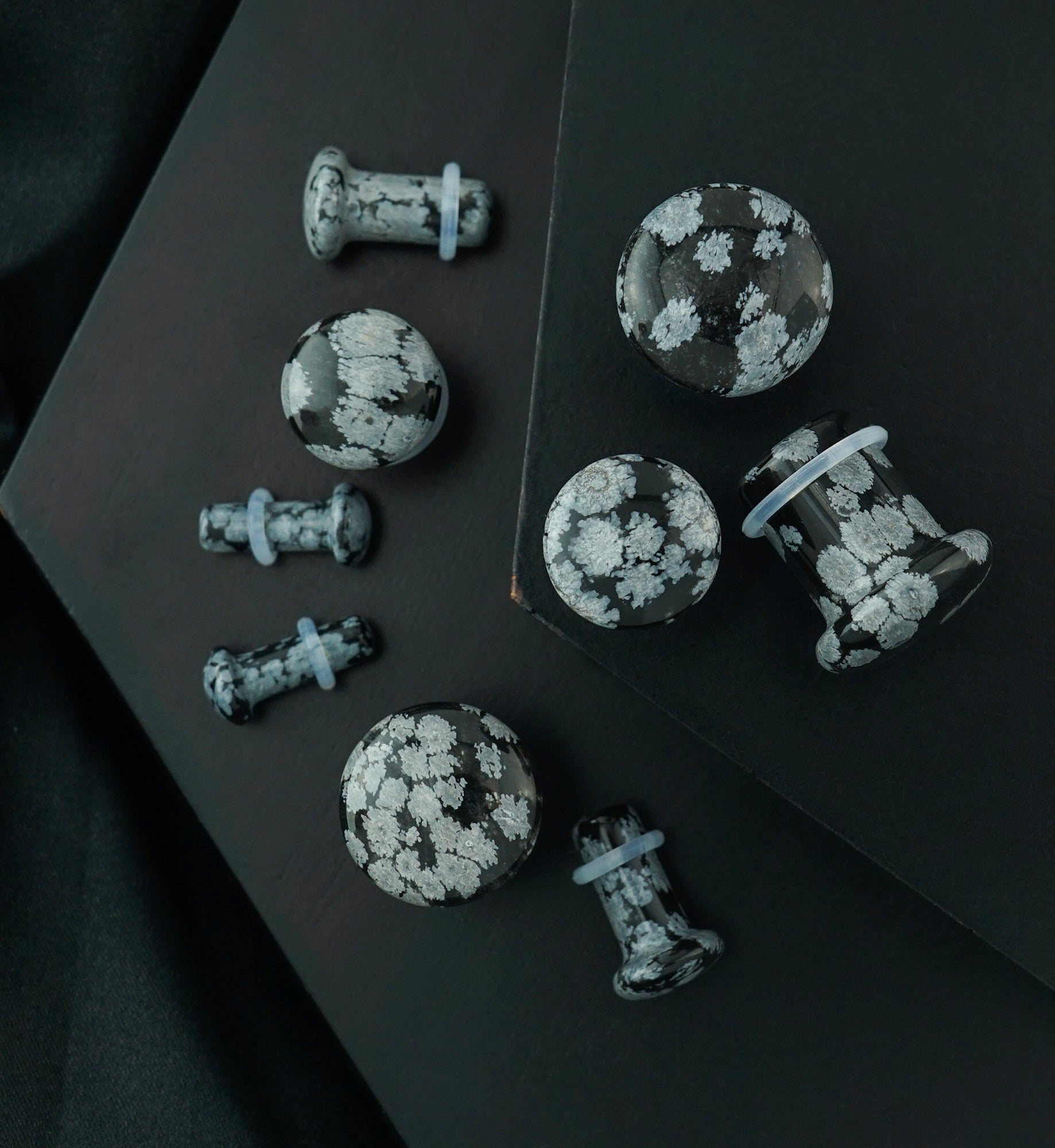 Snowflake Obsidian Single Flare Stone Plugs