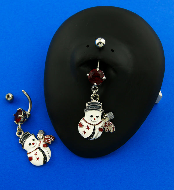 Snowman Dangle Stainless Steel Belly Button Ring