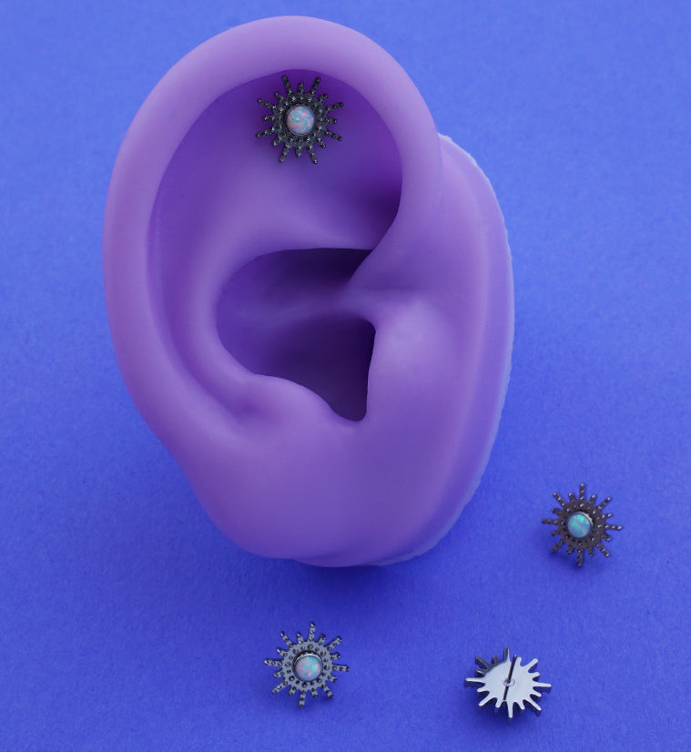 Solar Burst White Opalite Titanium Threadless Top