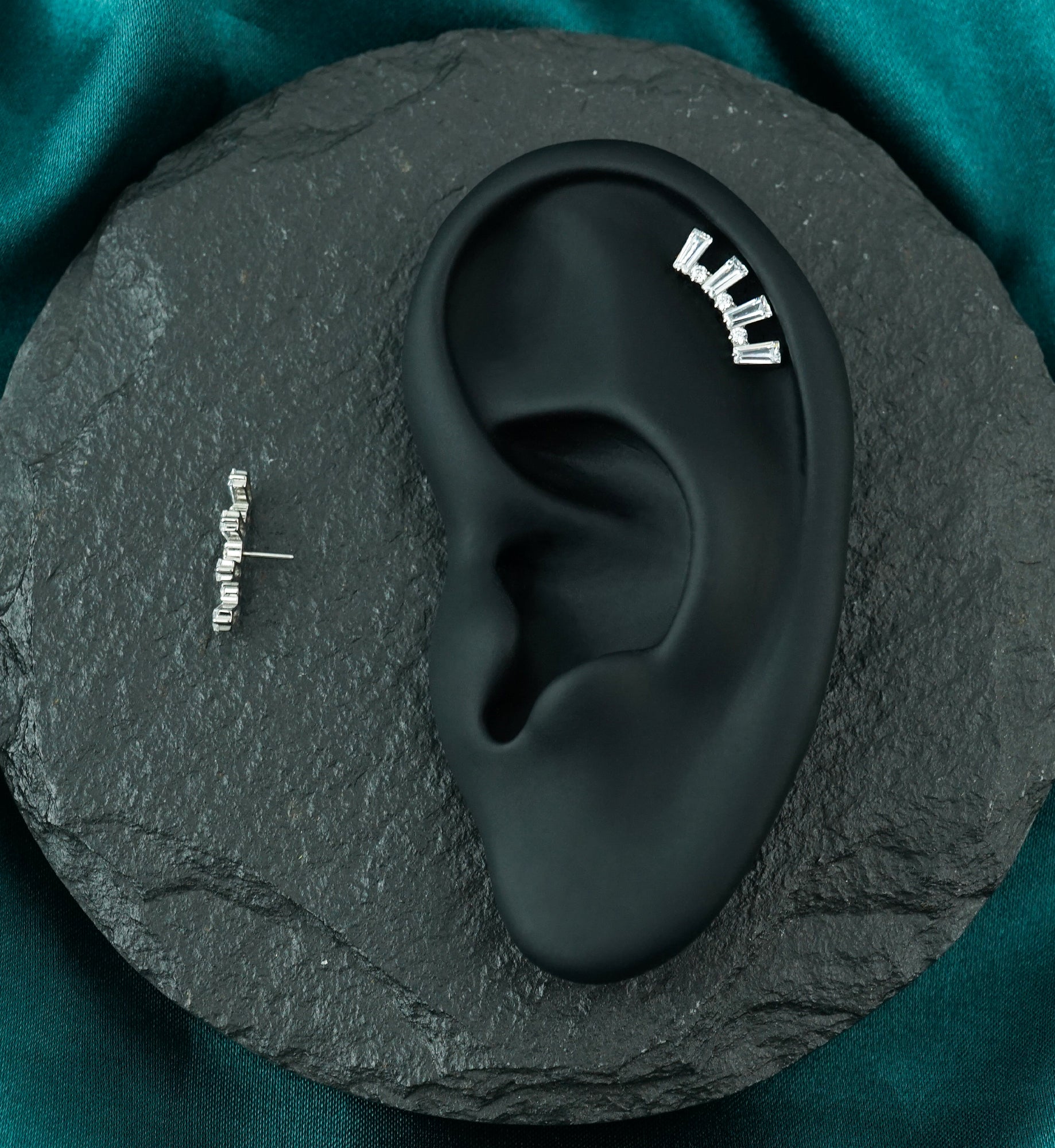 Solar Flare Clear CZ Threadless Titanium Top