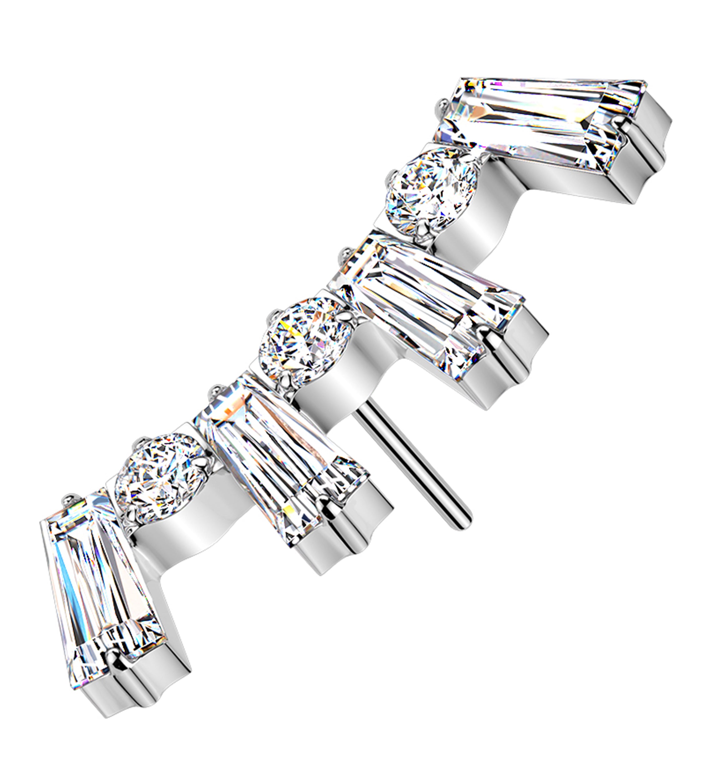 Solar Flare Clear CZ Threadless Titanium Top