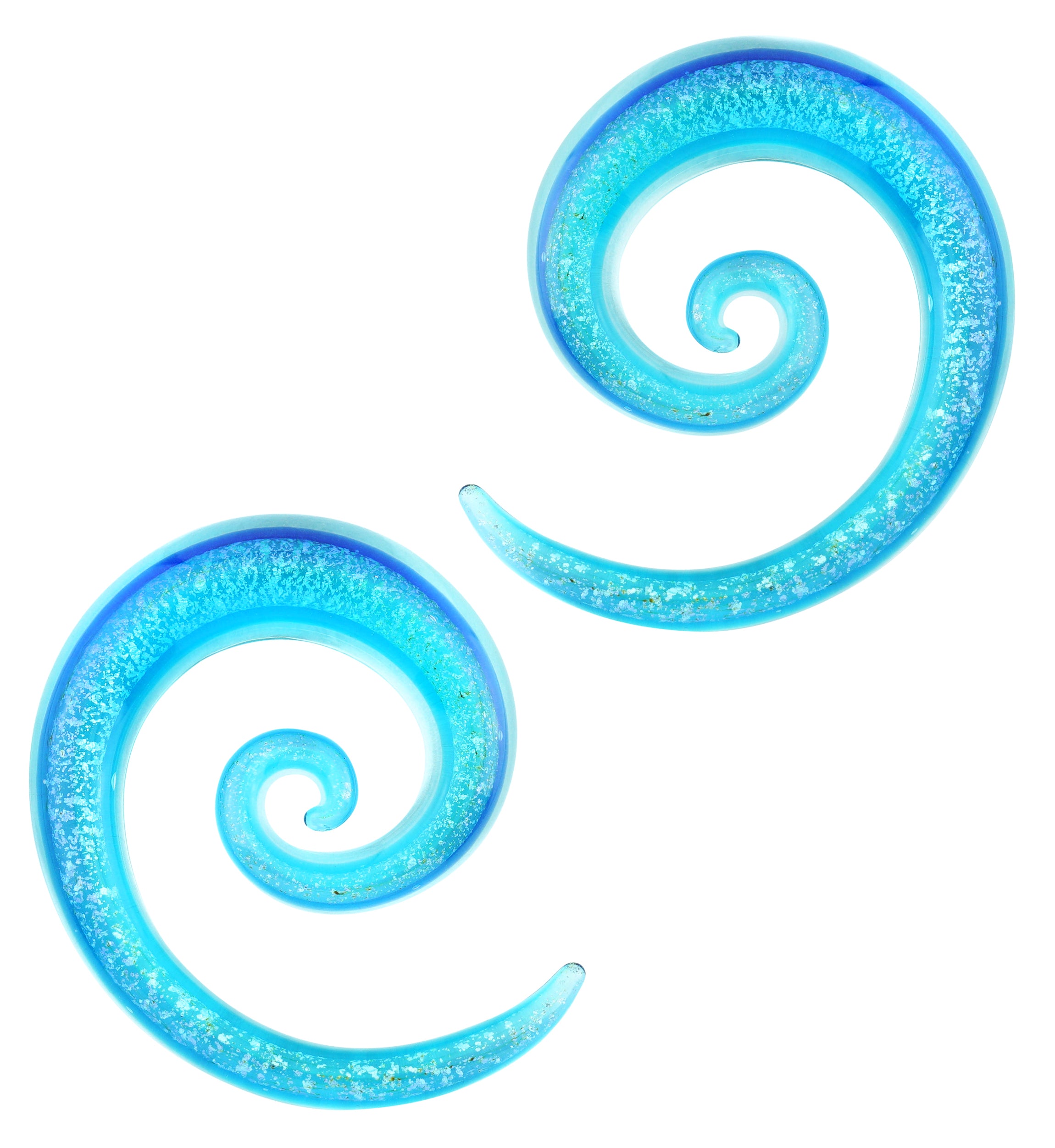 Solstice Blue Dichroic Glass Spirals