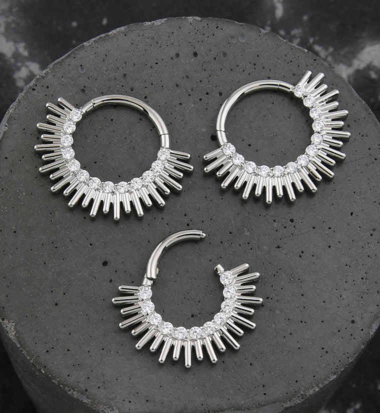 Sparkle Burst Clear CZ Hinged Segment Ring