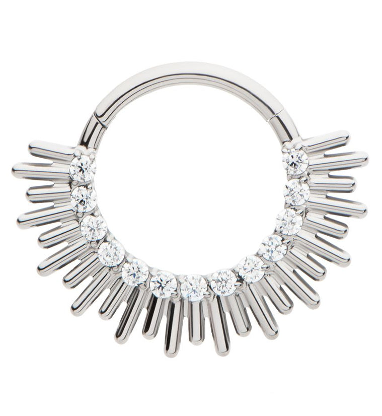 Sparkle Burst Clear CZ Hinged Segment Ring