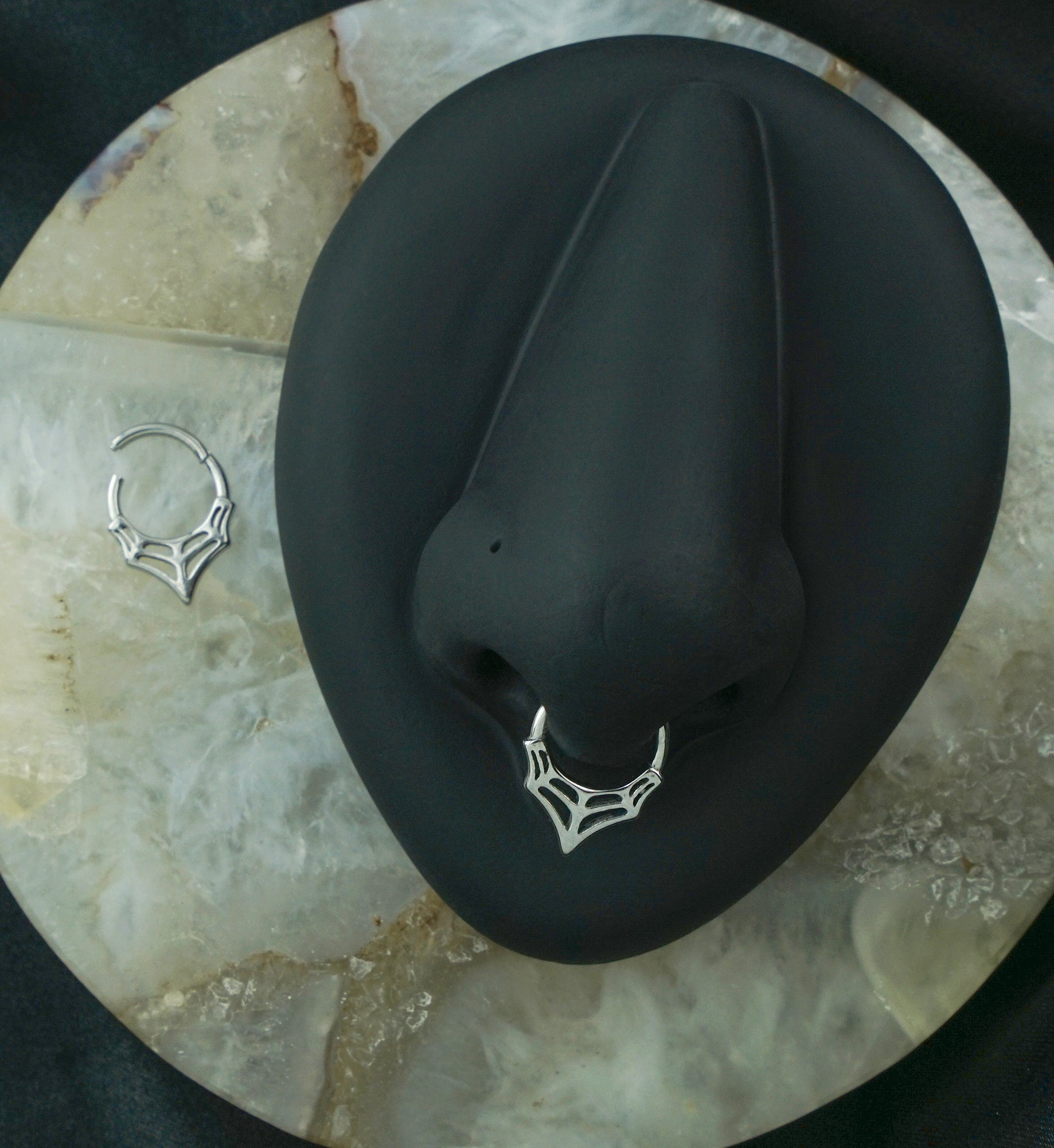 Spiderweb Point Stainless Steel Hinged Segment Ring