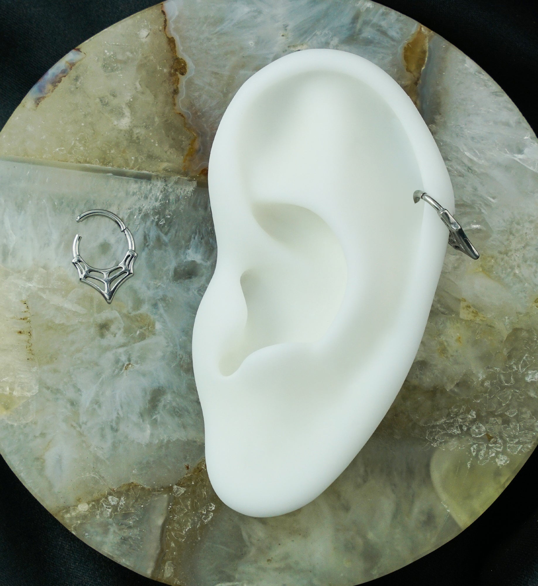 Spiderweb Point Stainless Steel Hinged Segment Ring