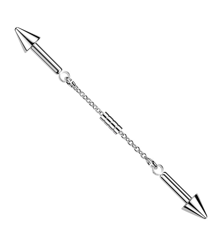 Spike Chain Linked Externally Threaded Stainless Steel Barbell