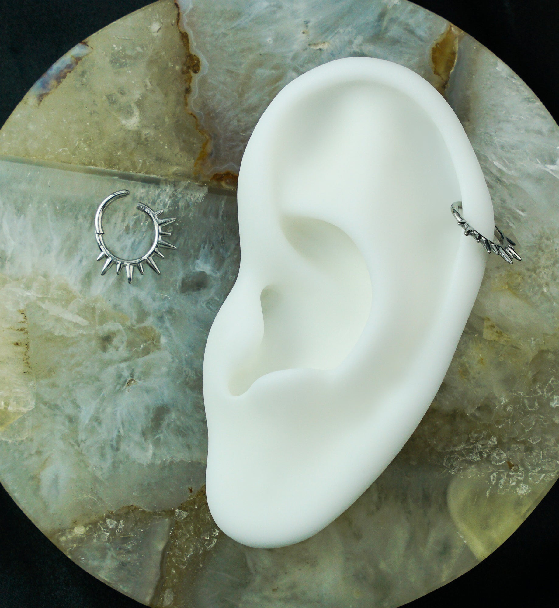 Spike Rays Stainless Steel Hinged Segment Ring