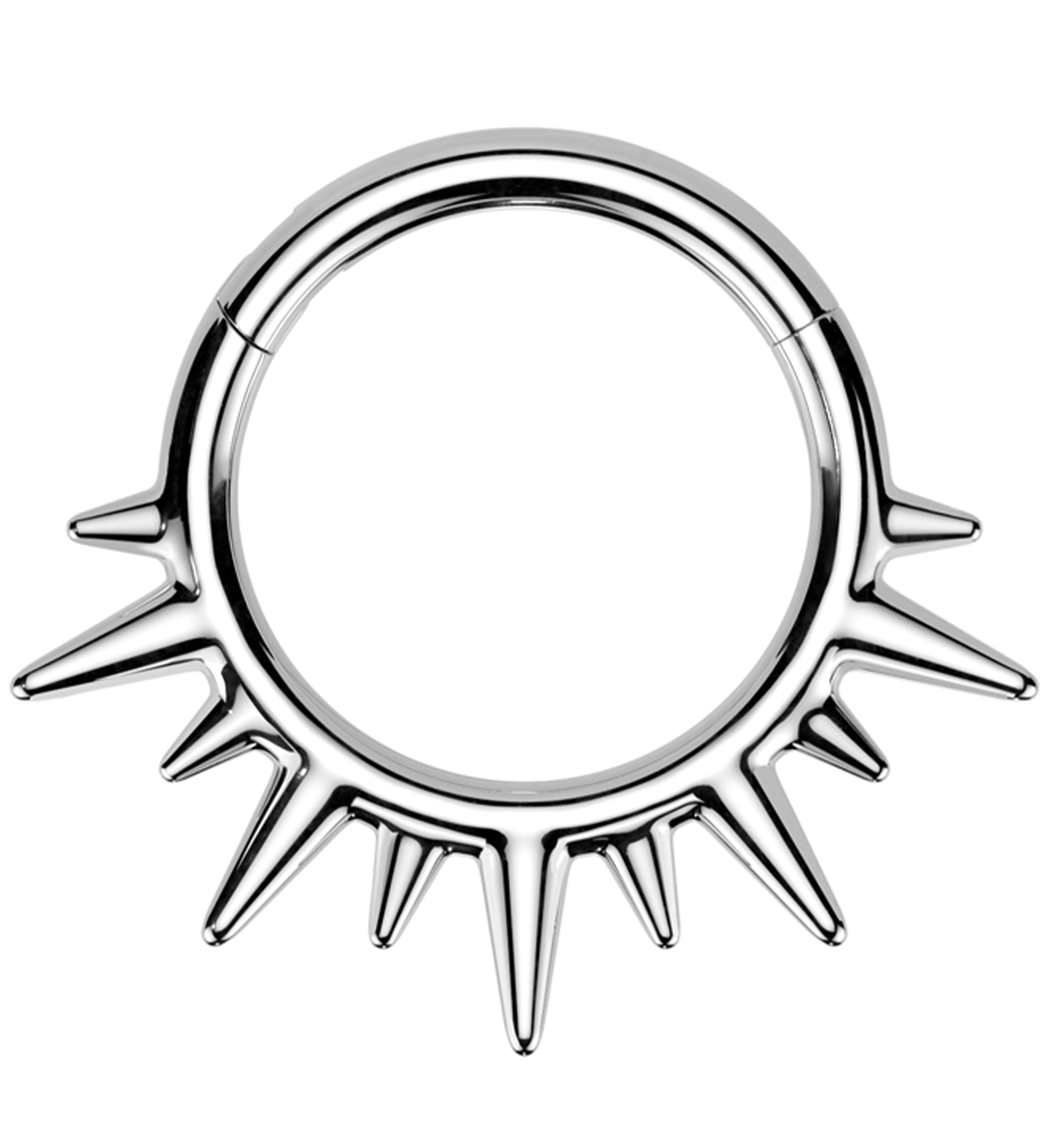 Spike Rays Stainless Steel Hinged Segment Ring
