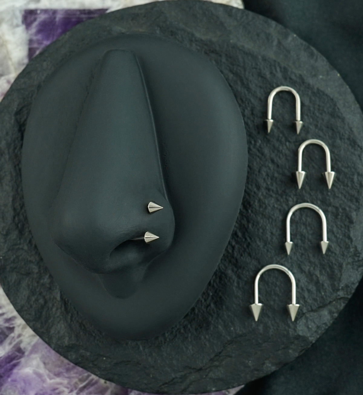 Spike U-Shape Titanium Threadless Circular Barbell