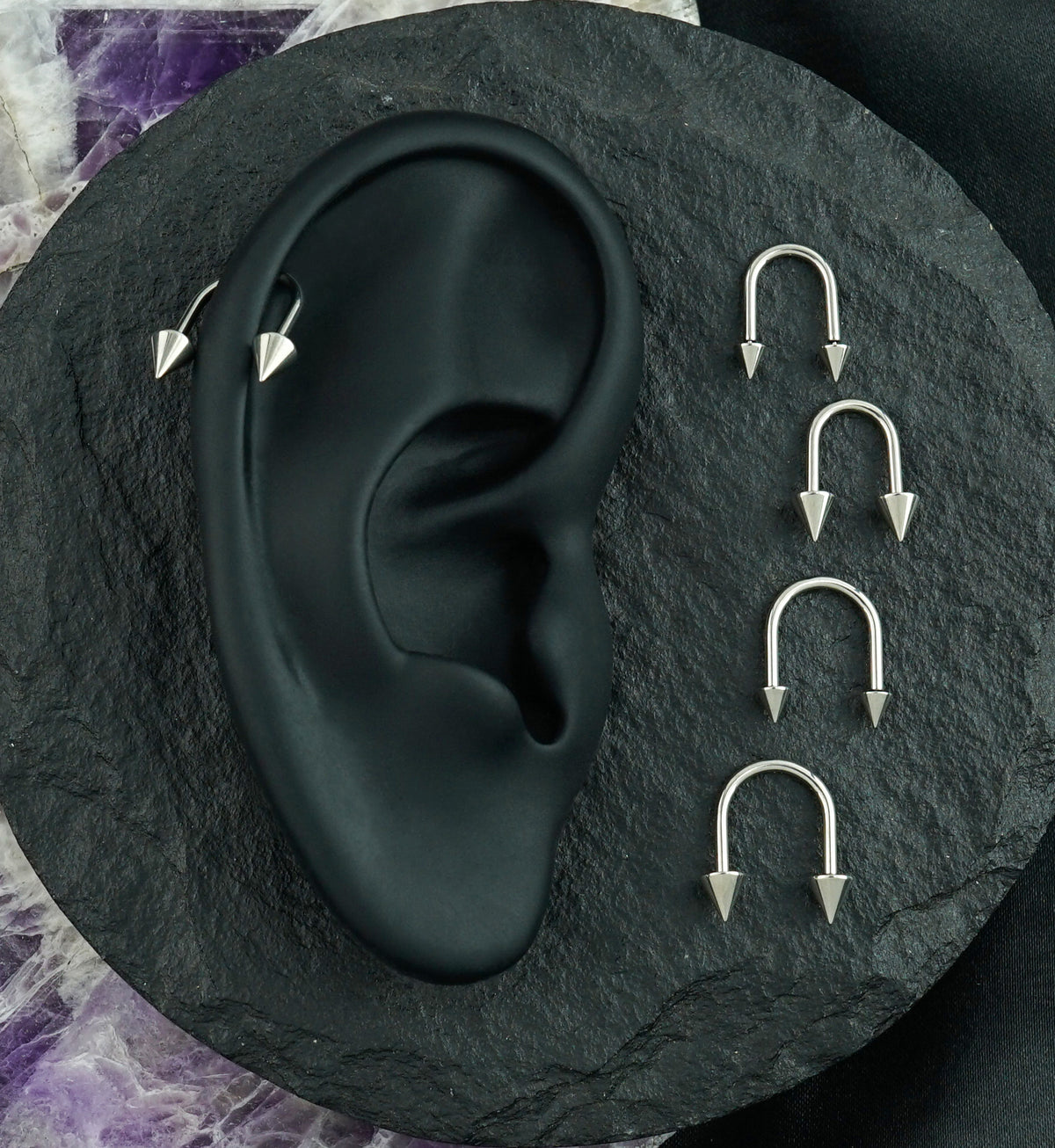 Spike U-Shape Titanium Threadless Circular Barbell