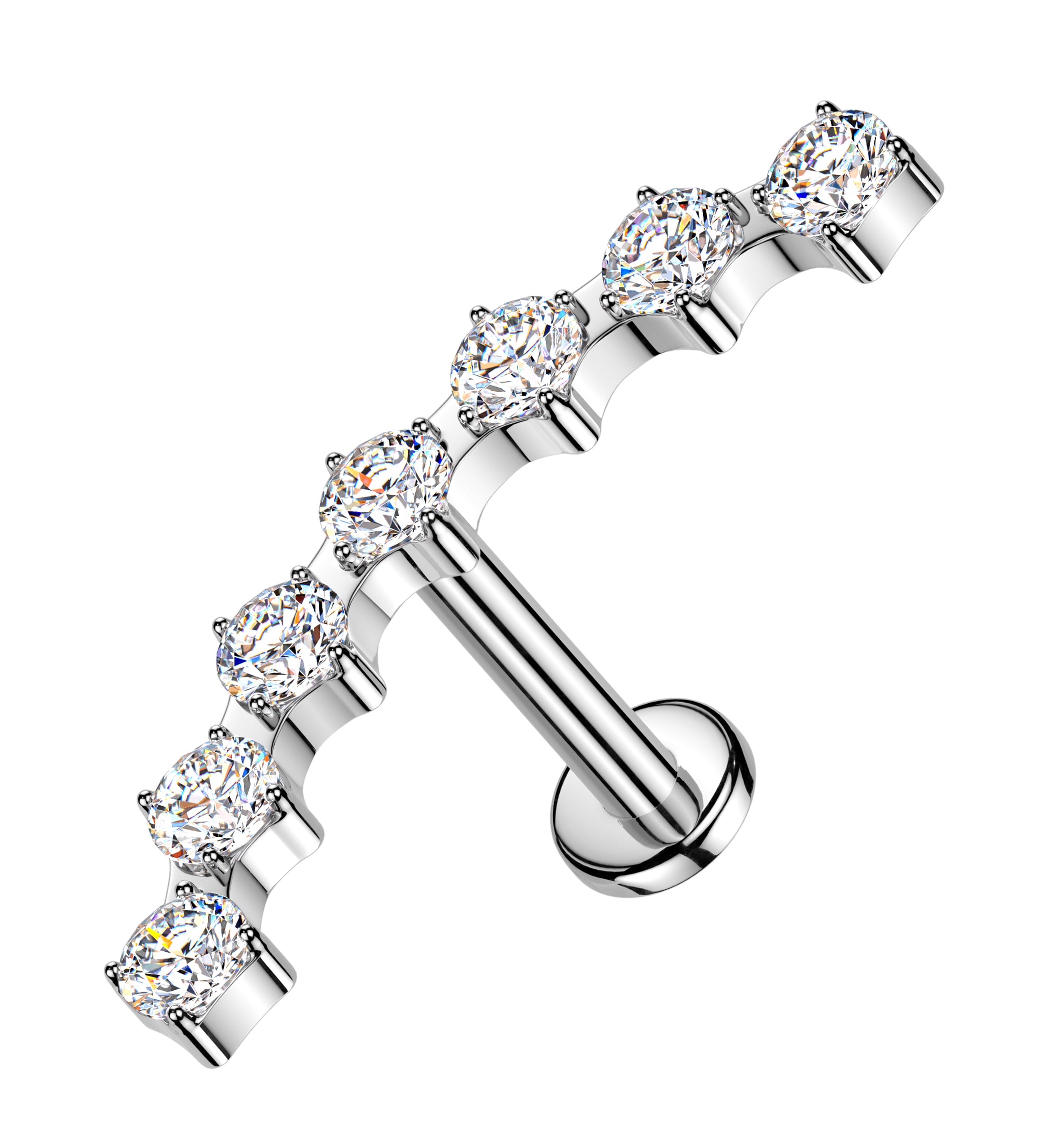 Spiny CZ Internally Threaded Stainless Steel Labret