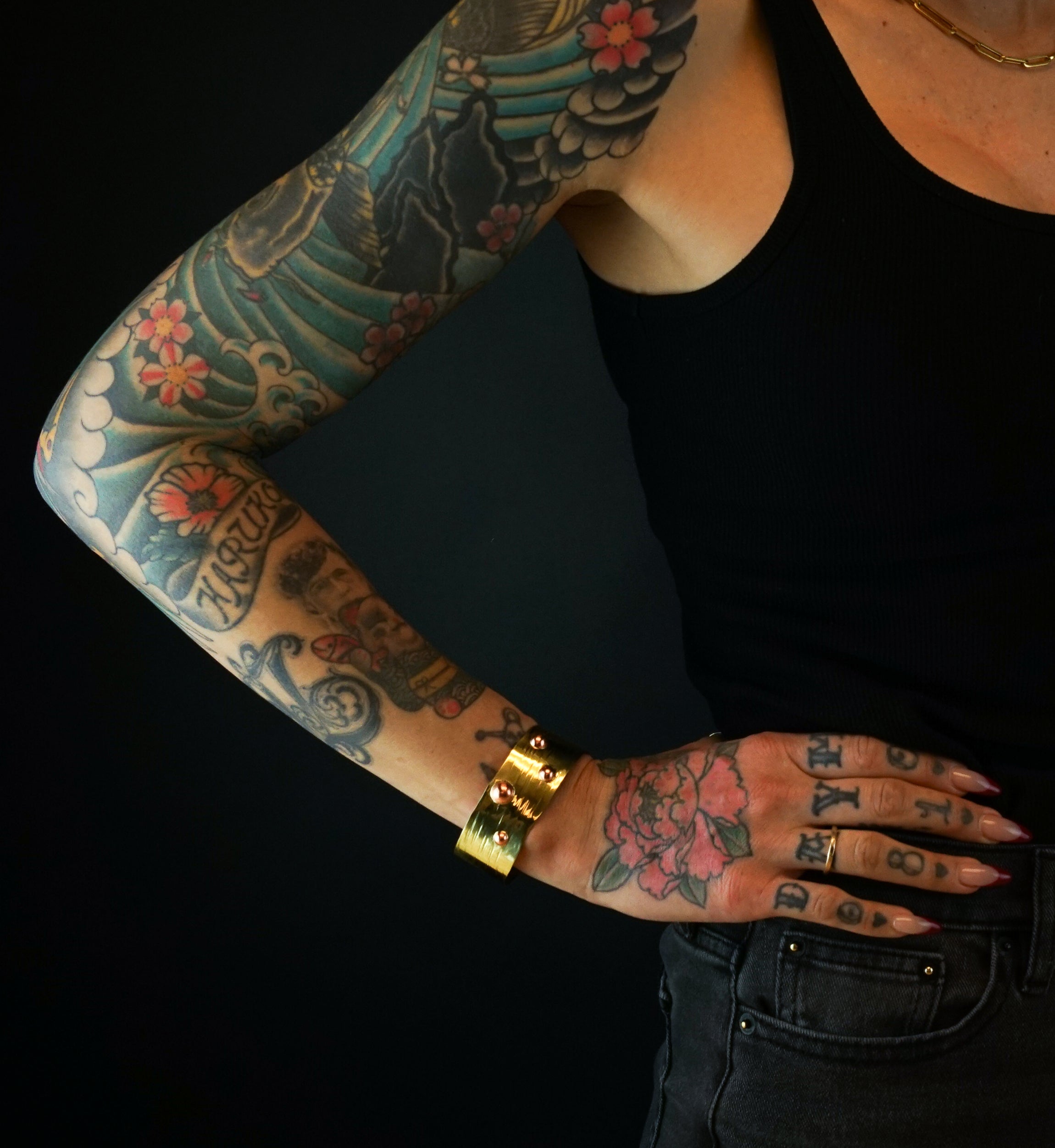 Spotted Copper Thick Brass Bangle