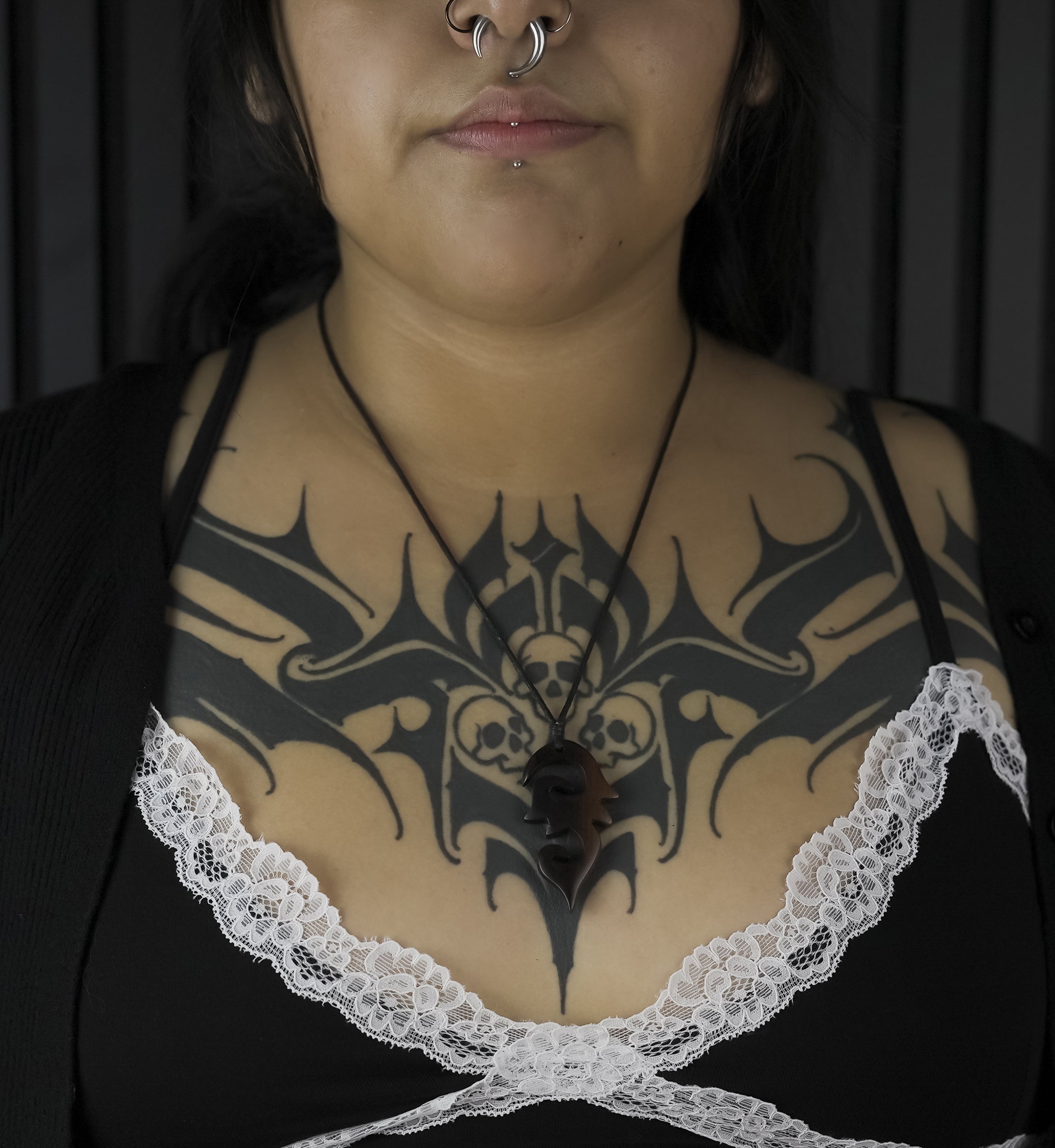 Stacked Spiral Narra Wood Pendant Necklace