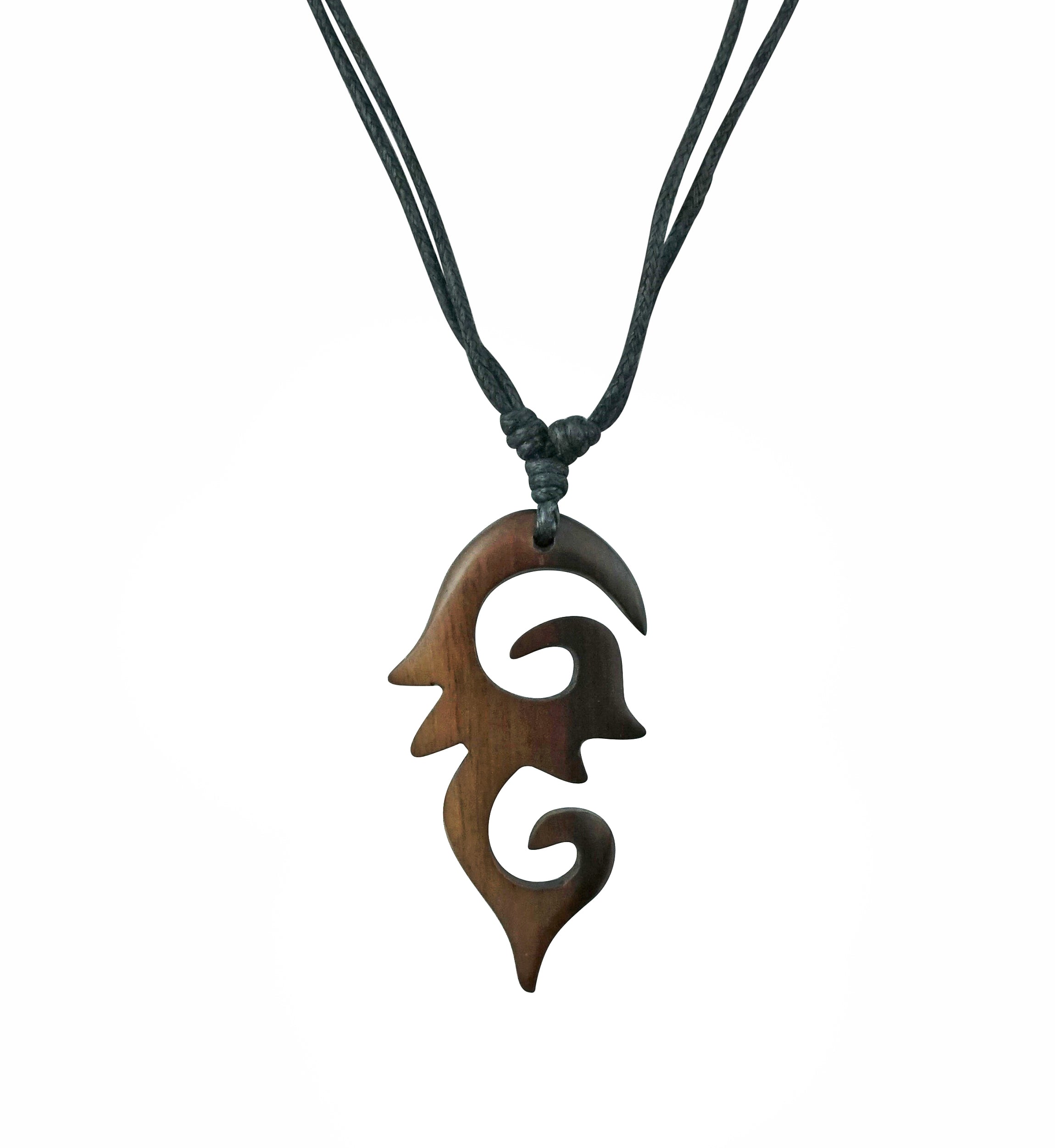 Stacked Spiral Narra Wood Pendant Necklace