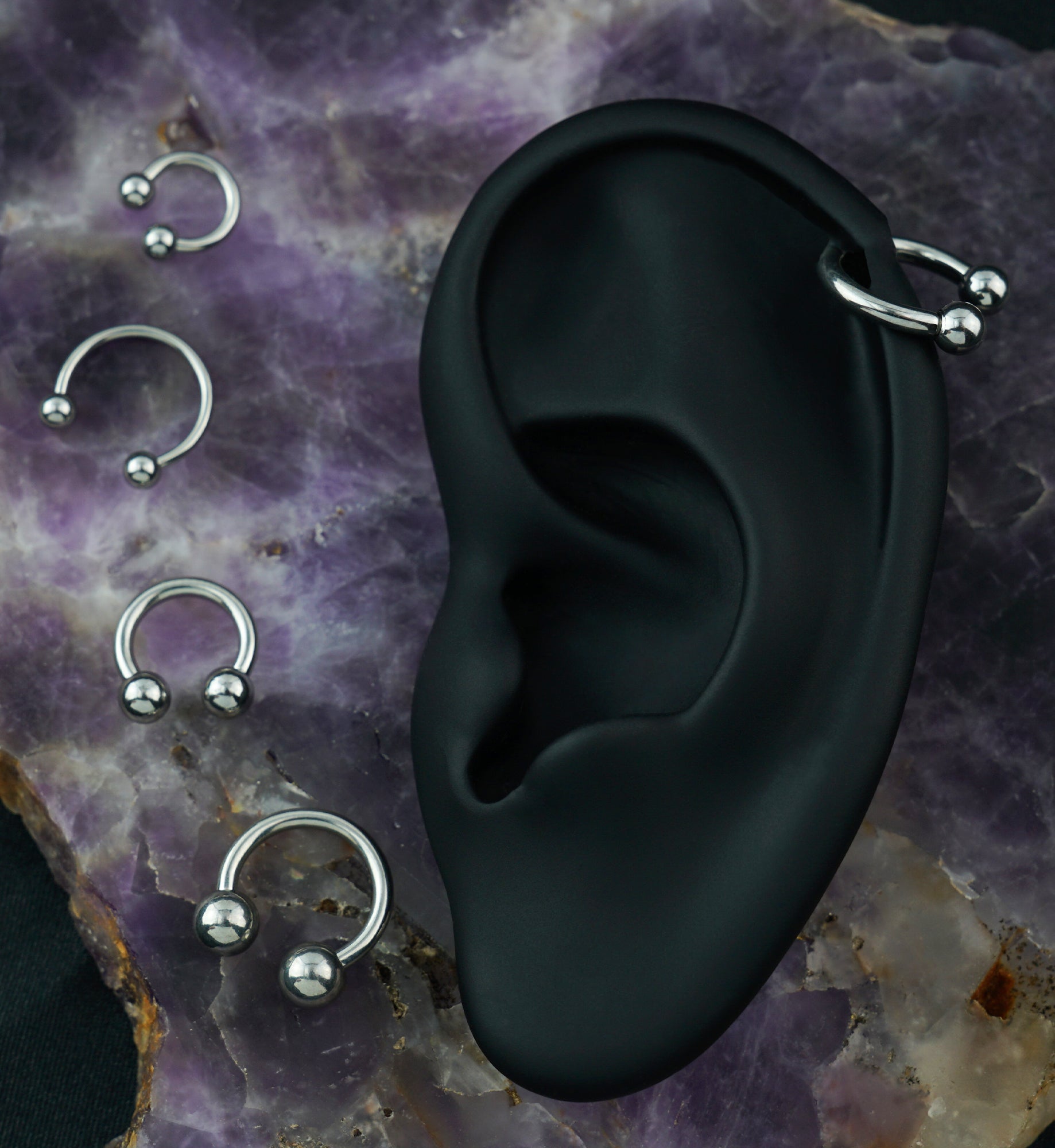 Stainless Steel Circular Horseshoe Ring