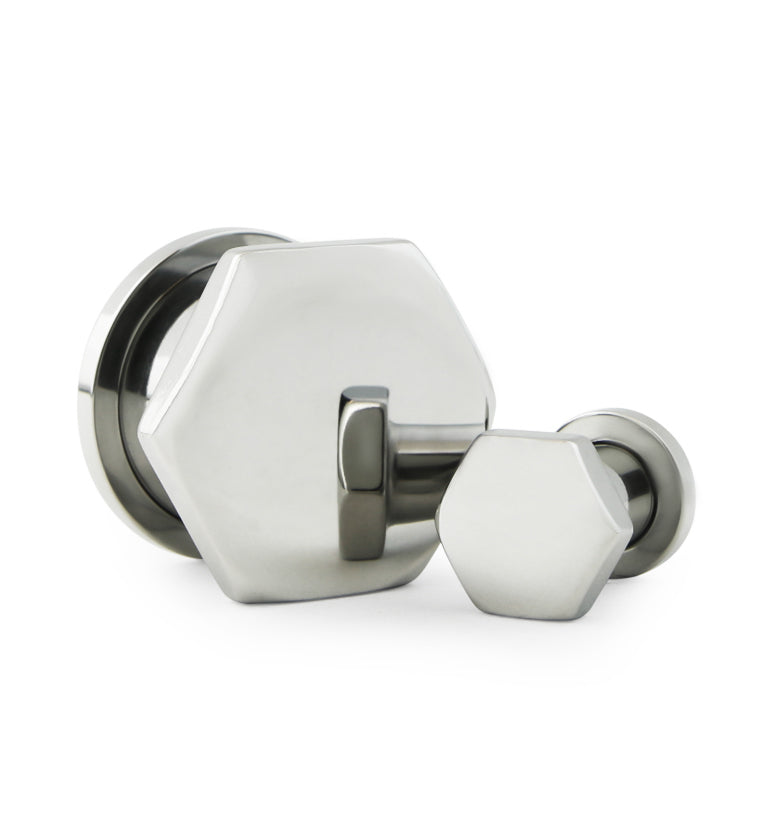Hexagon Single Flare Stainless Steel Tunnels