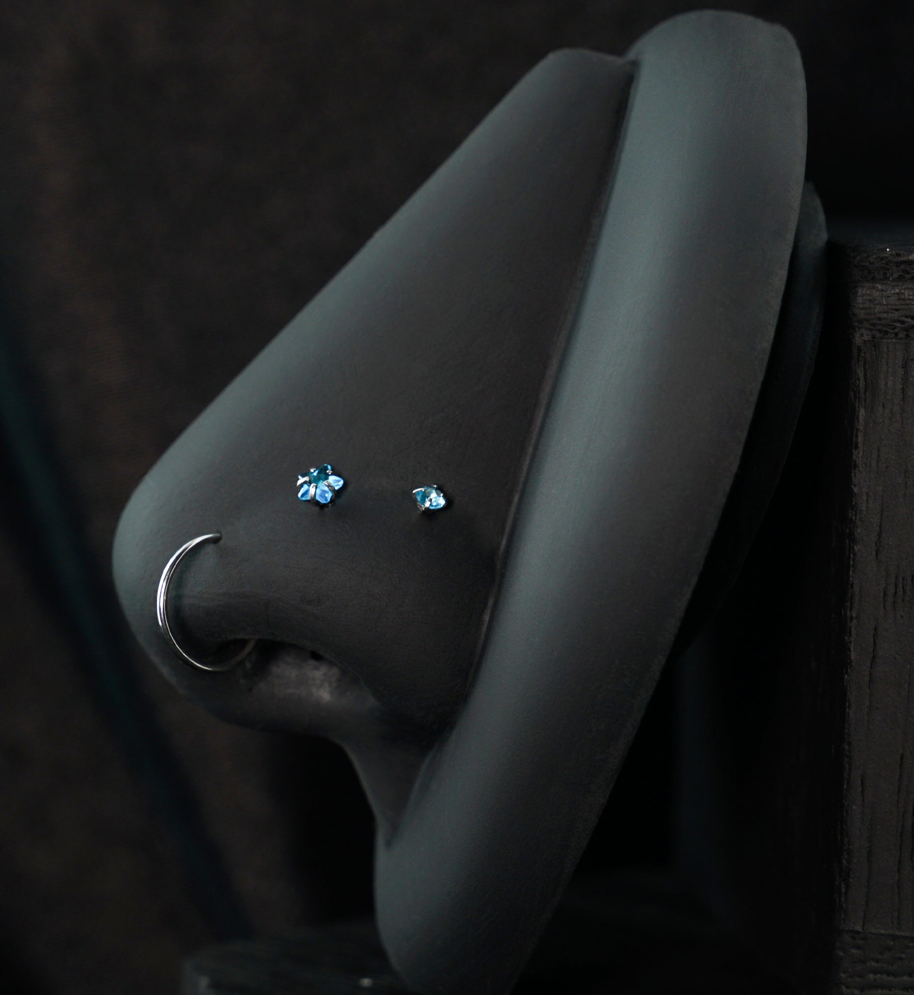 Star Clear/Aqua CZ Stainless Steel L Bend/Stud/Hoop Variety Pack (6 Pack)