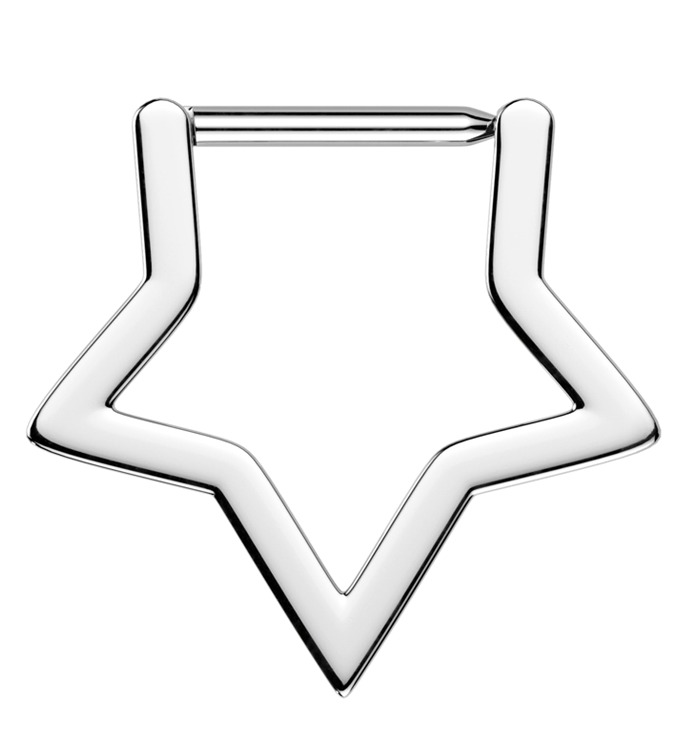 Star Outline Straight Bar Titanium Hinged Segment Ring