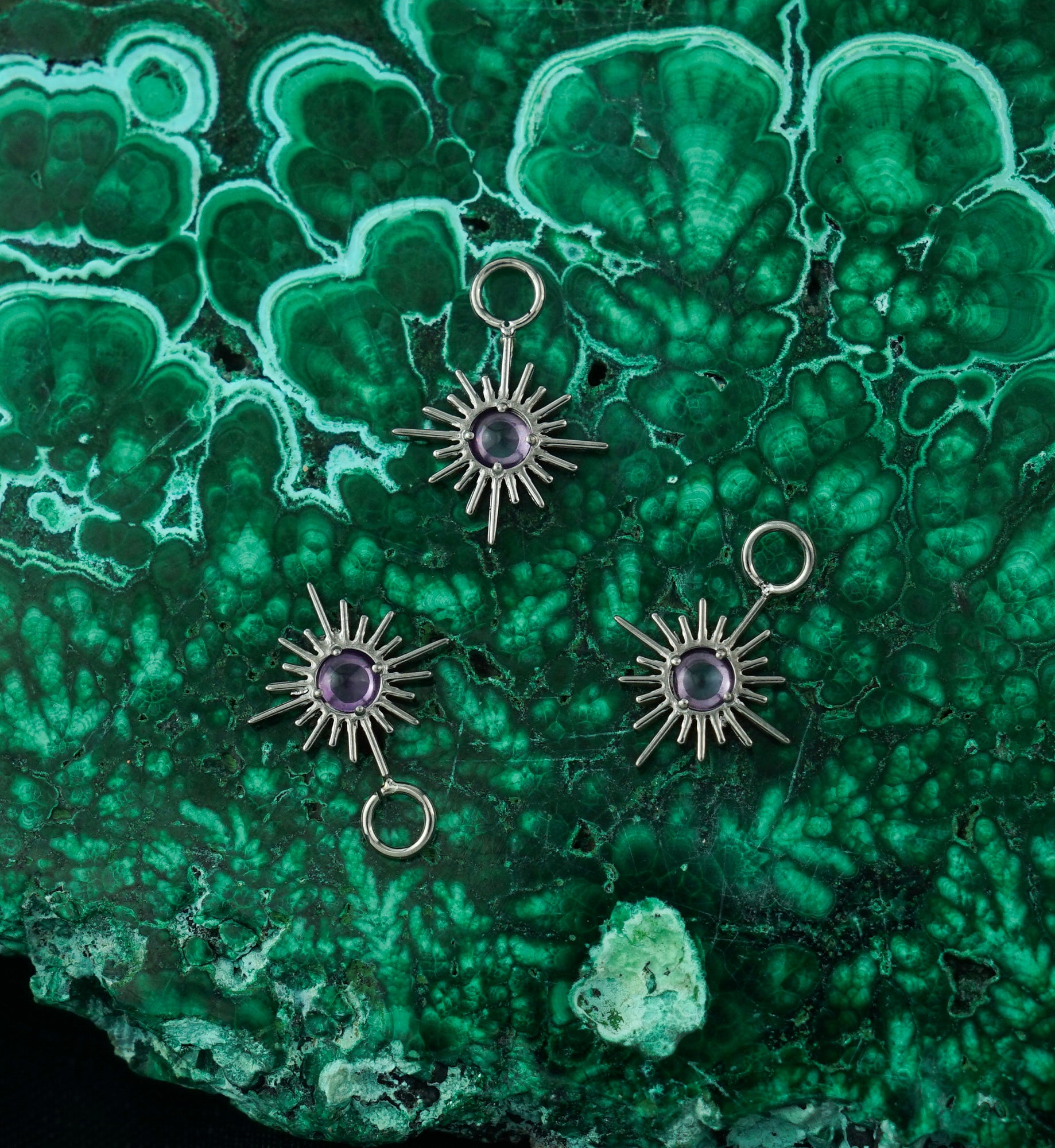 Starburst Amethyst Stone Titanium Charm