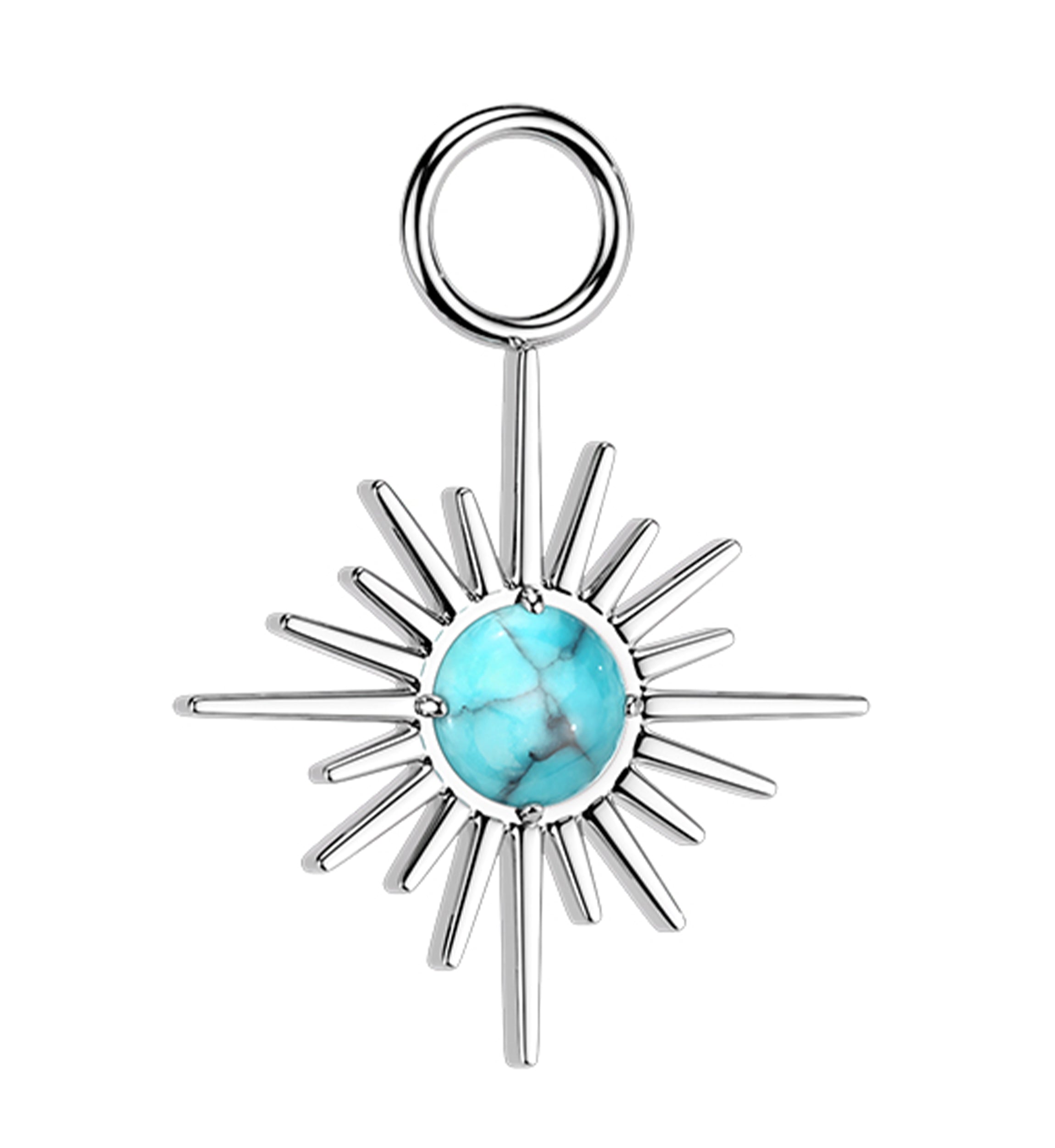 Starburst Howlite Turquoise Stone Titanium Charm