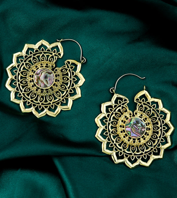 Stargaze Brass Earrings With Abalone Inlay