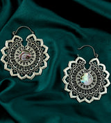 Stargaze White Brass Earrings With Abalone Inlay