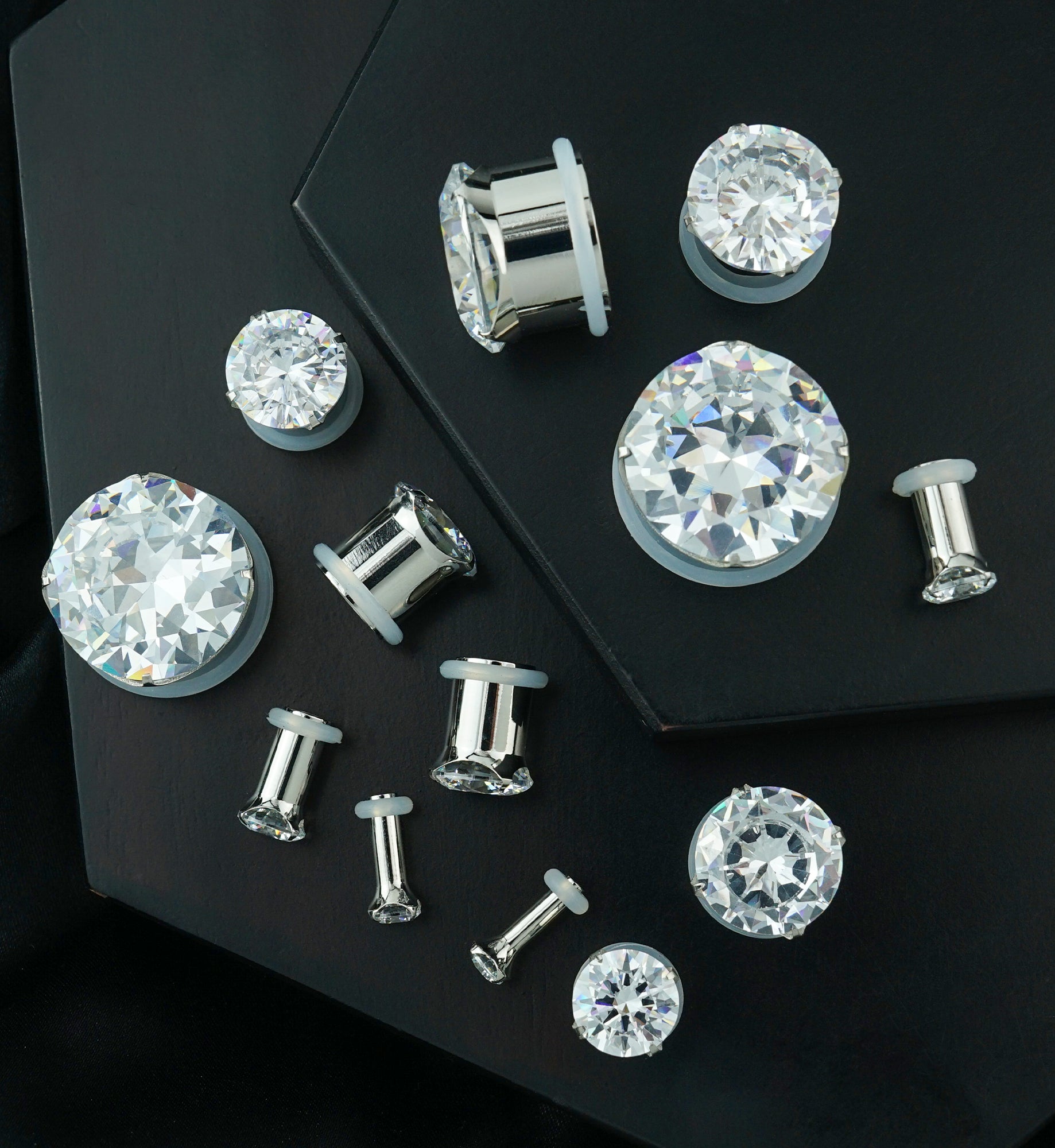 Steel CZ Diamond Hollow Plugs