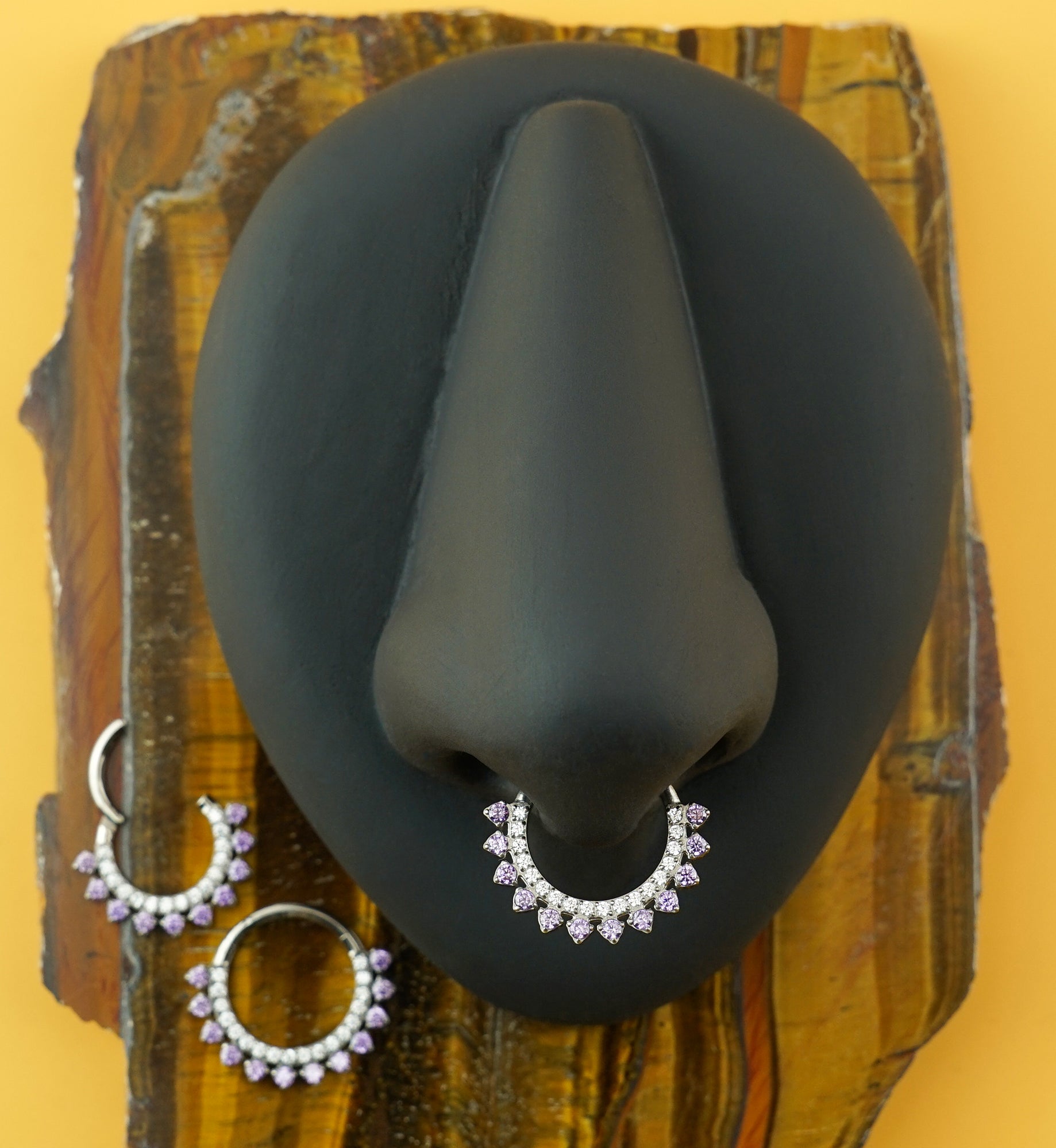 Stonepath Amethyst CZ Titanium Hinged Segment Ring