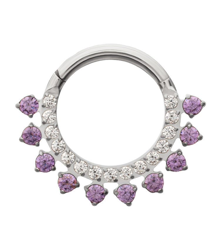 Stonepath Amethyst CZ Titanium Hinged Segment Ring