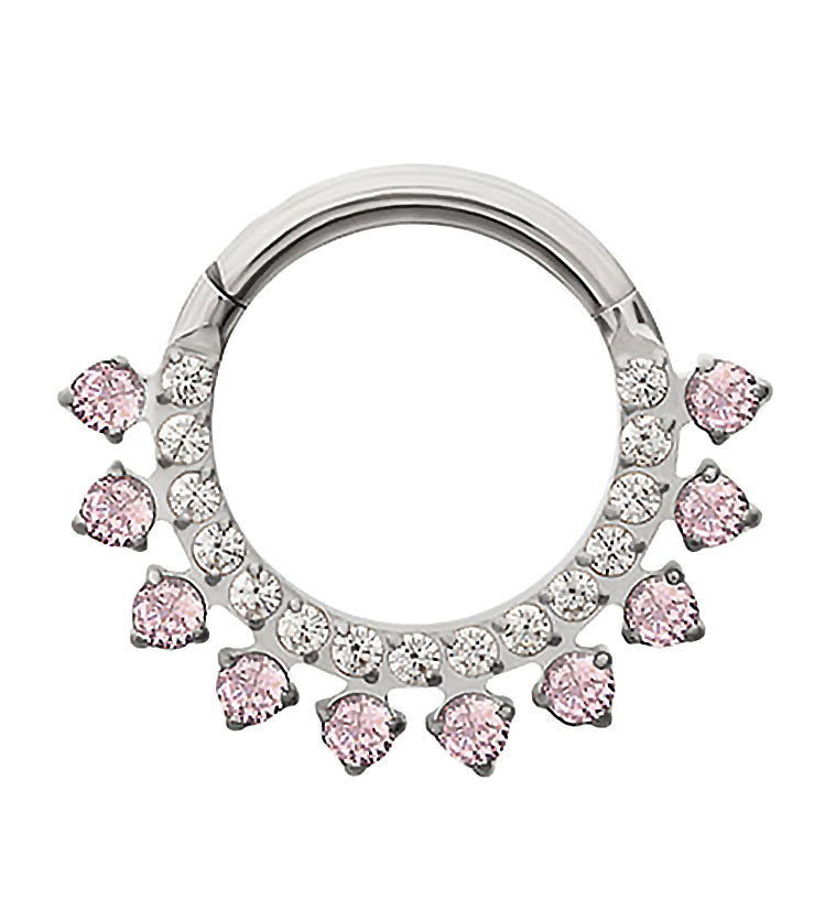 Stonepath Pink CZ Titanium Hinged Segment Ring