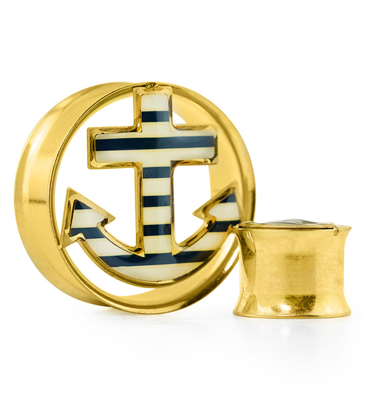 Striped Anchor Golden Tunnel Plugs