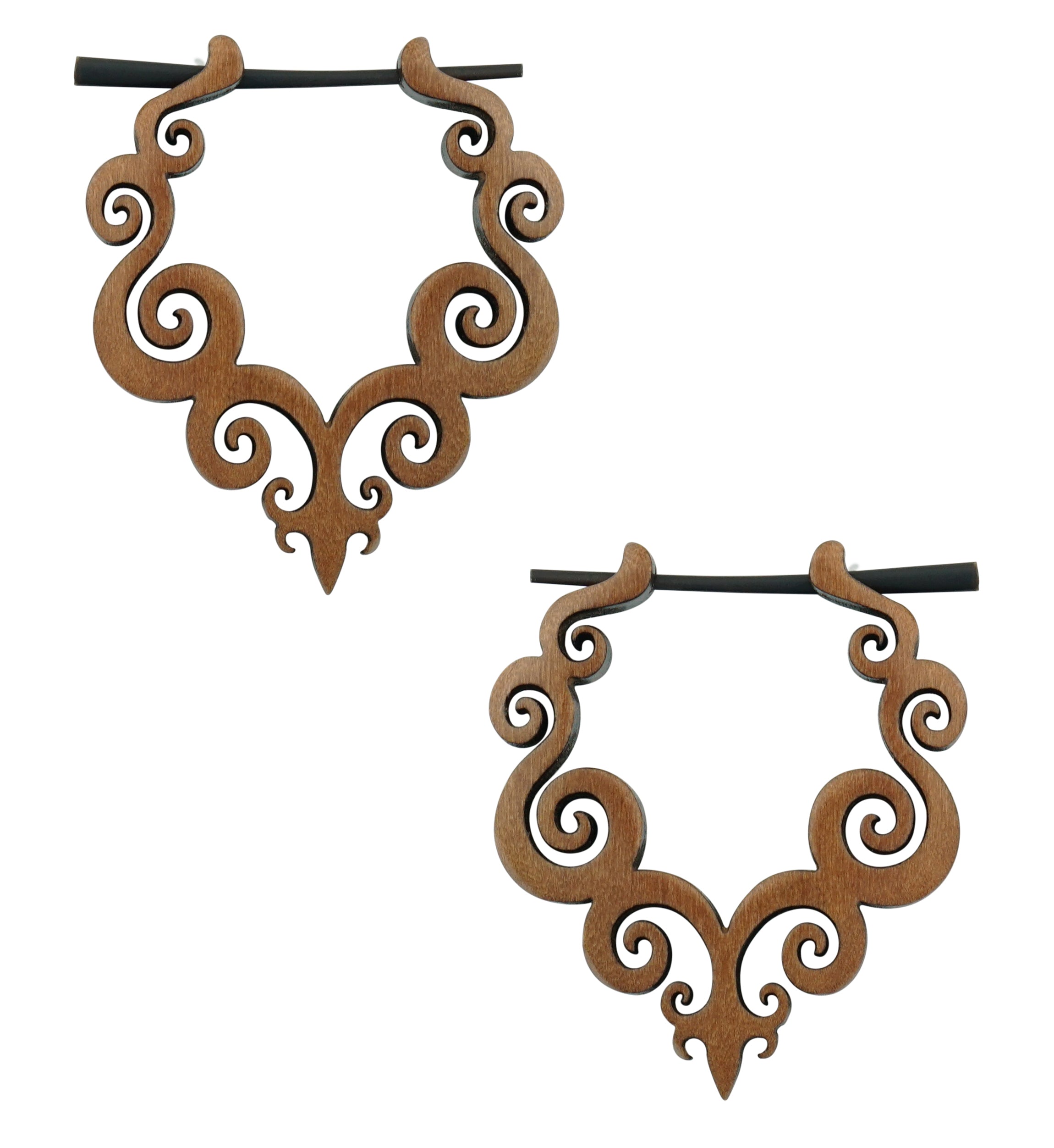 Swirl Hoop Sawo Wood Earrings