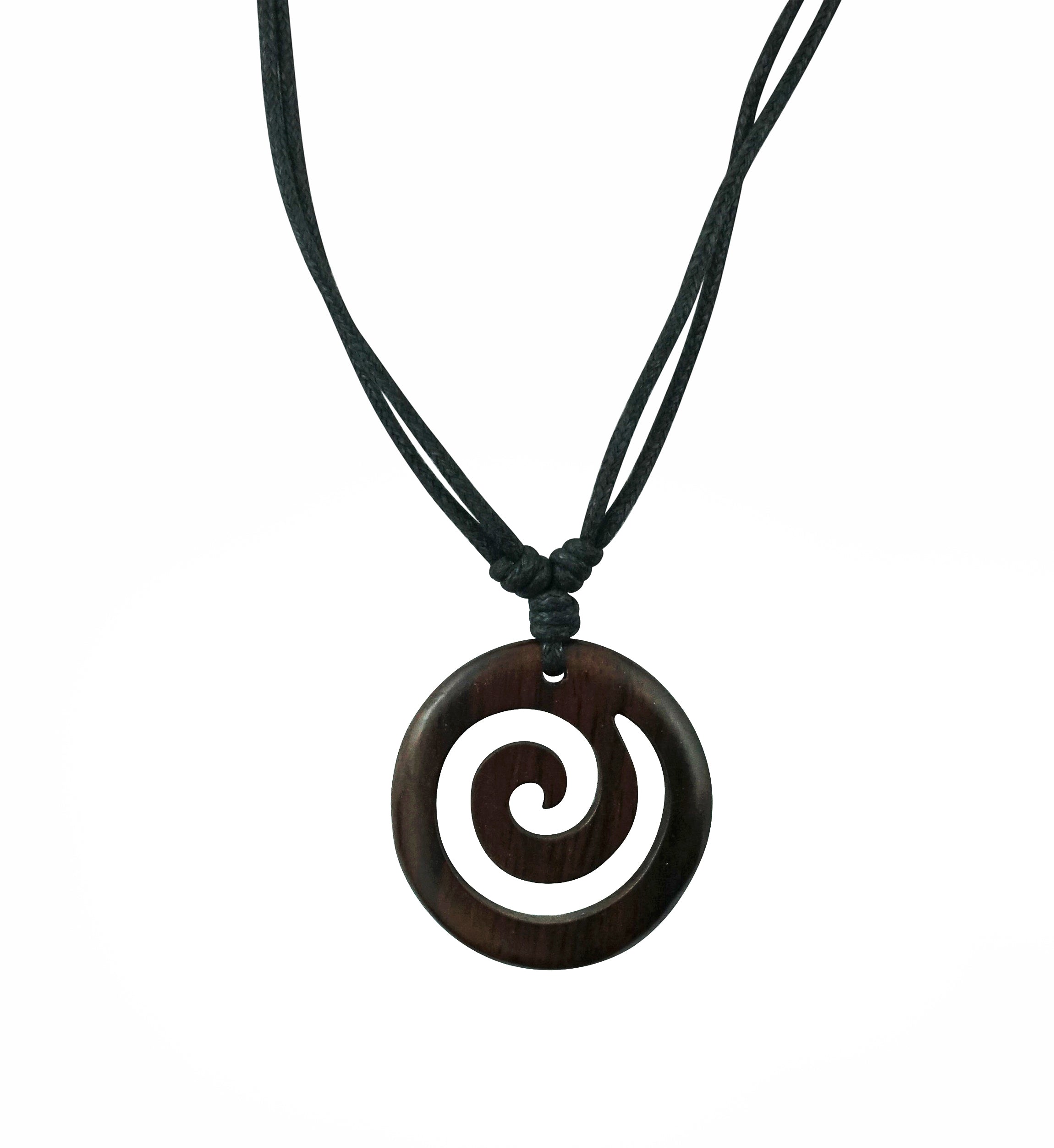 Swirl Narra Wood Pendant Necklace