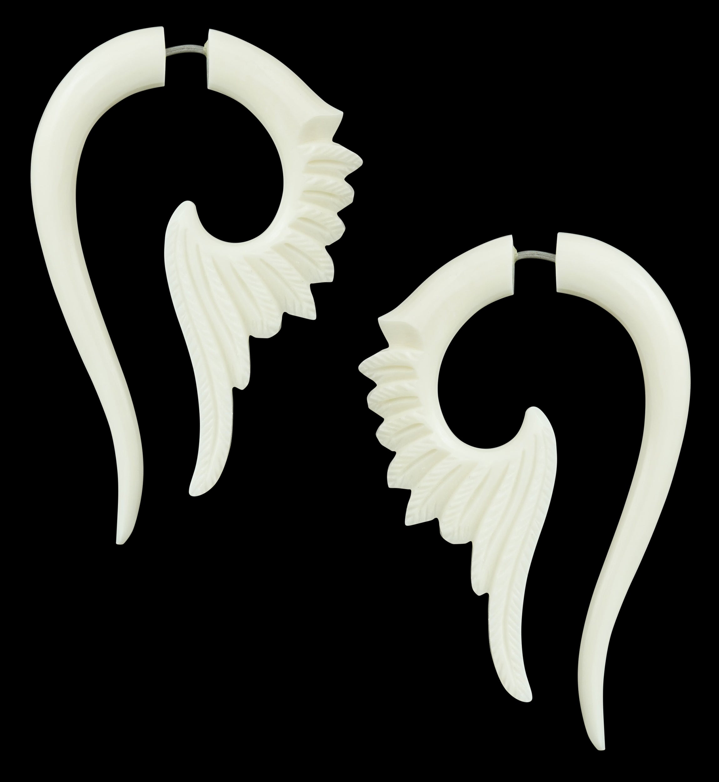 Tail Wing Fake Gauges Hanging Bone Earrings