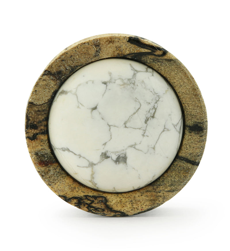 Tamarind Wood Double Flare Plugs With Howlite Stone Inlay