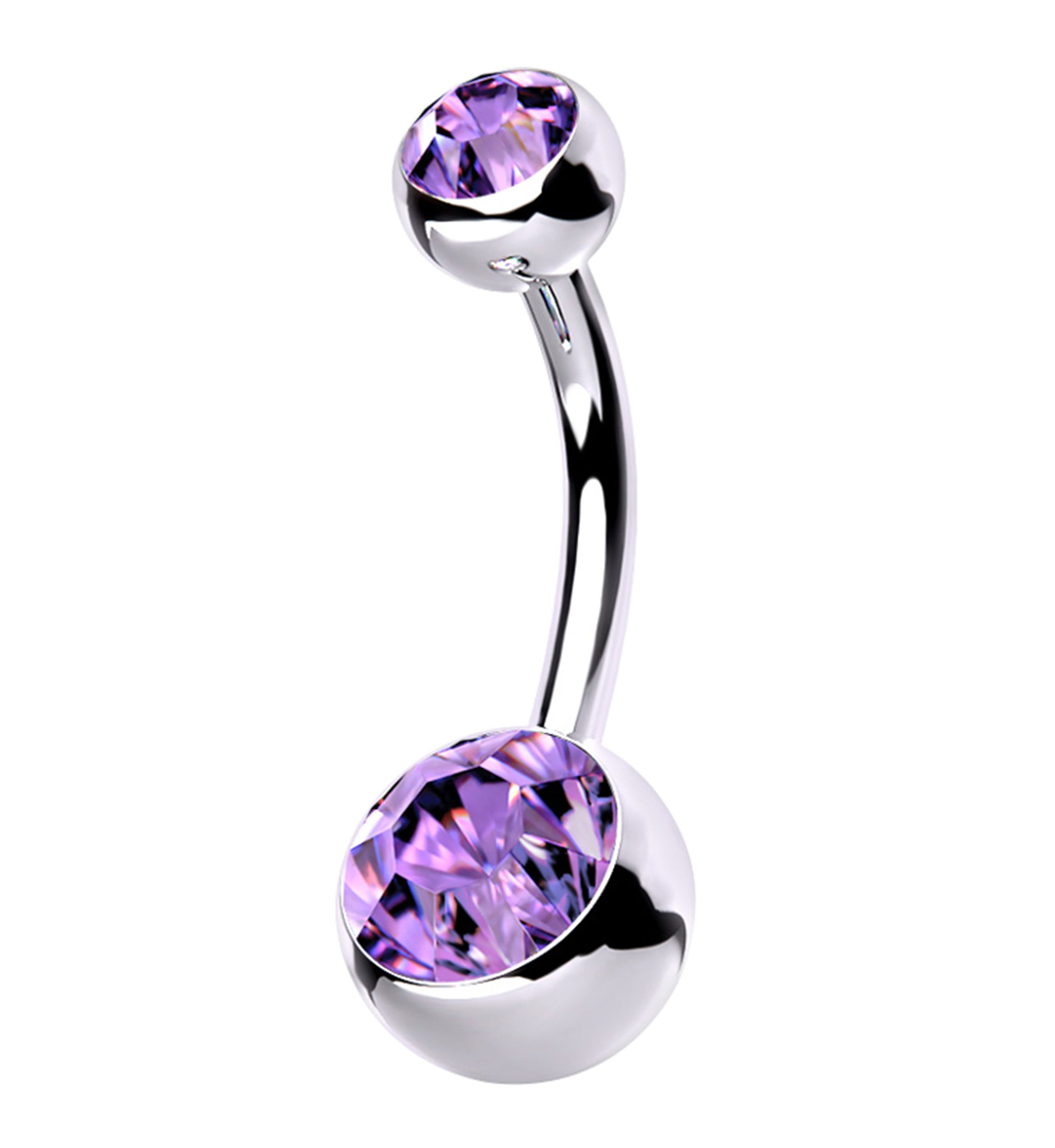Tanzanite CZ Internally Threaded Titanium Belly Button Ring