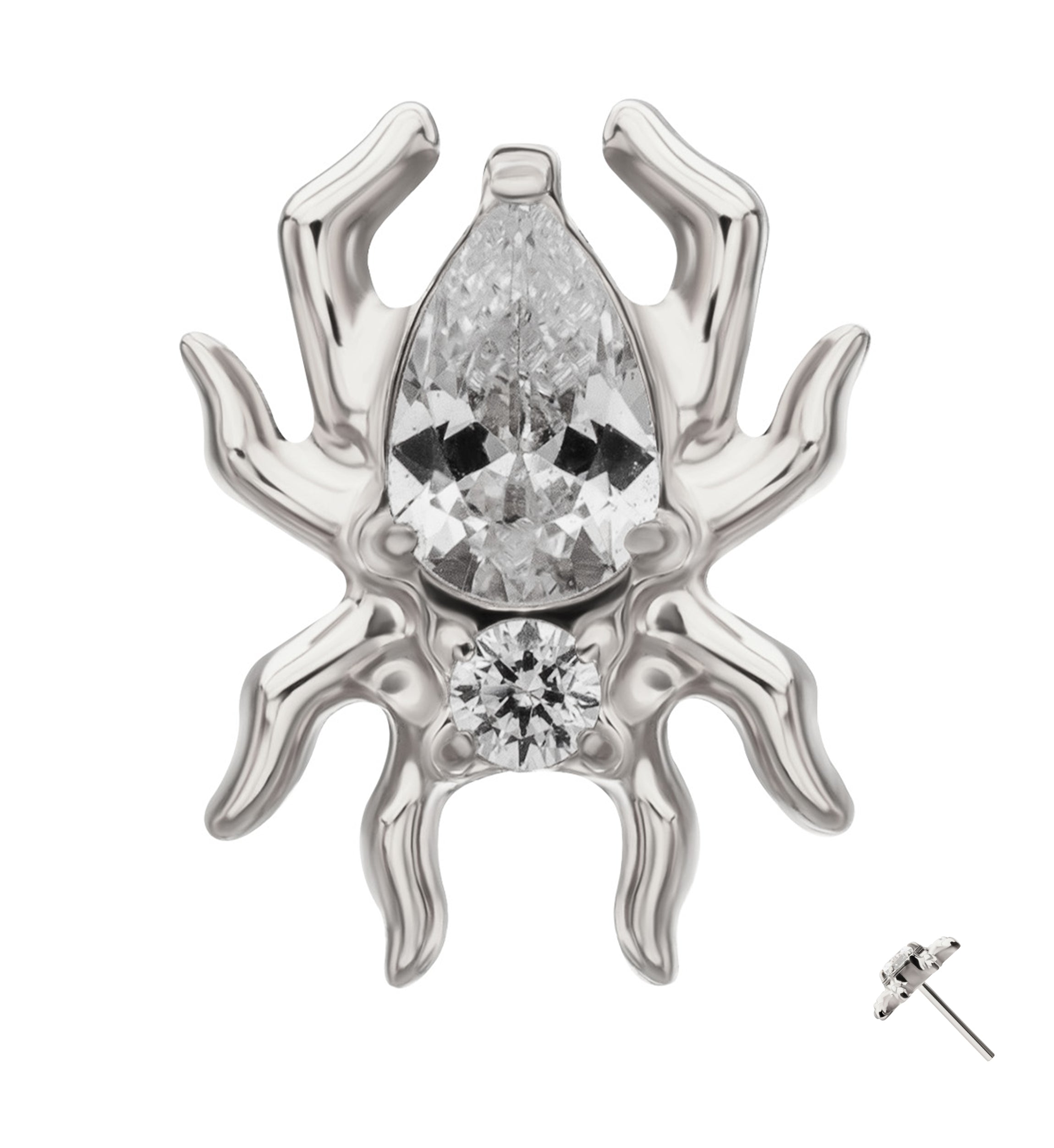 Tarantula Clear CZ Titanium Threadless Top