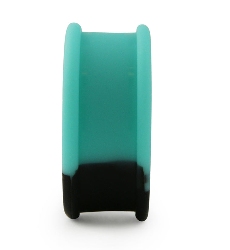 Teal And Black Double Flare Silicone Tunnel Plugs