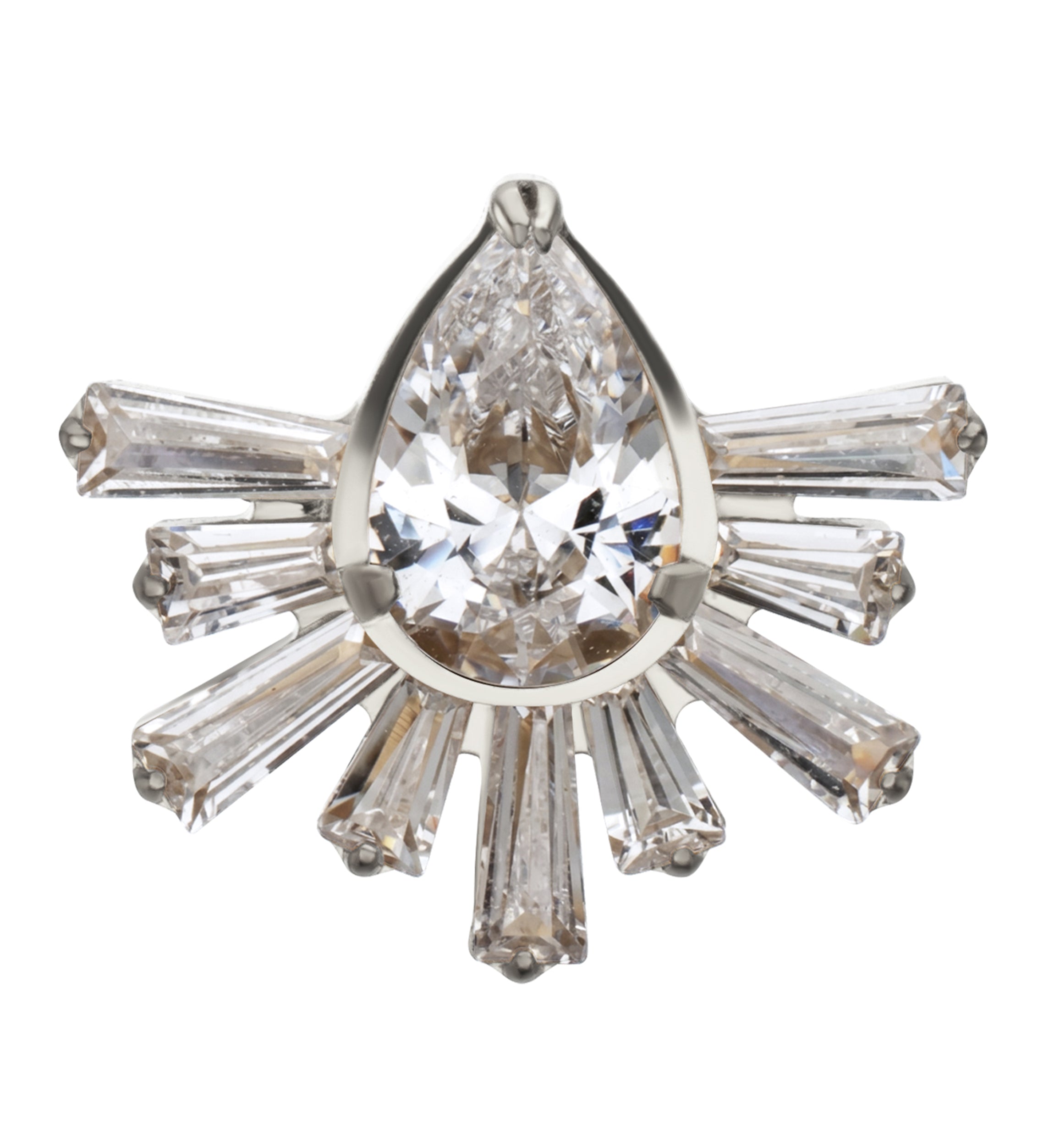Teardrop Burst CZ Titanium Threadless Top