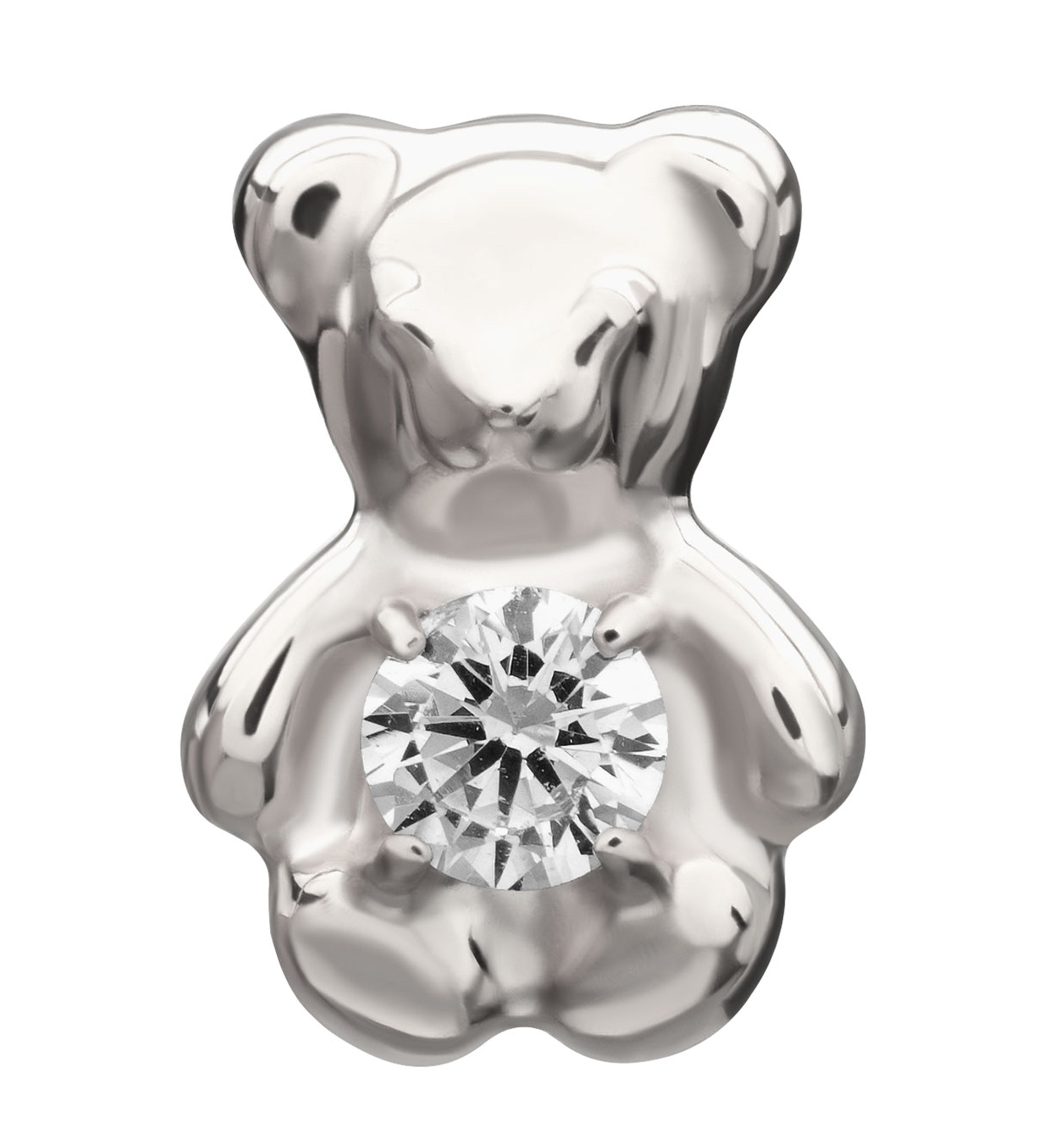 Teddy Bear Clear CZ Titanium Threadless Top