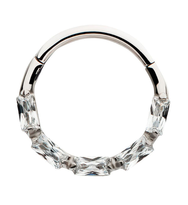 Terrace Clear CZ Stainless Steel Hinged Segment Ring